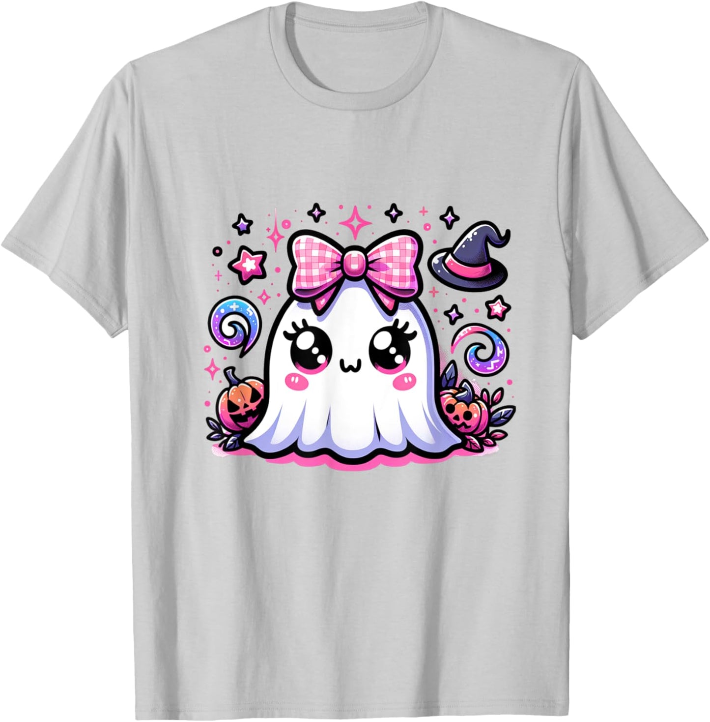 Halloween coquette pink bows and cute boojee ghost girls T-Shirt - T-Shirt | Ash