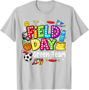 Field Day Green Team Funny for Kids Teacher Field Day Games T-Shirt - T-Shirt | Ash