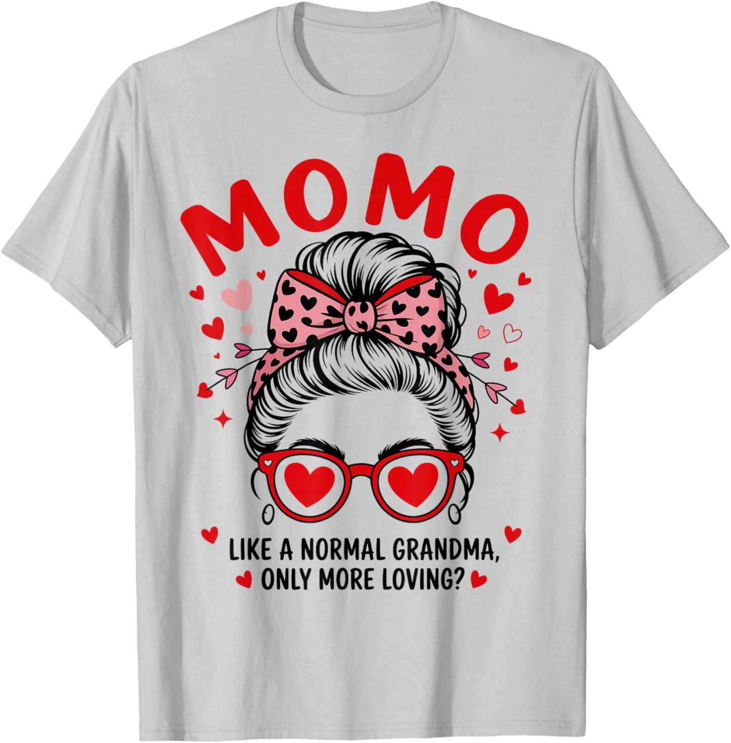 MOMO Valentine Quote for Loving Grandma with Cute Bow T-Shirt - T-Shirt | Ash
