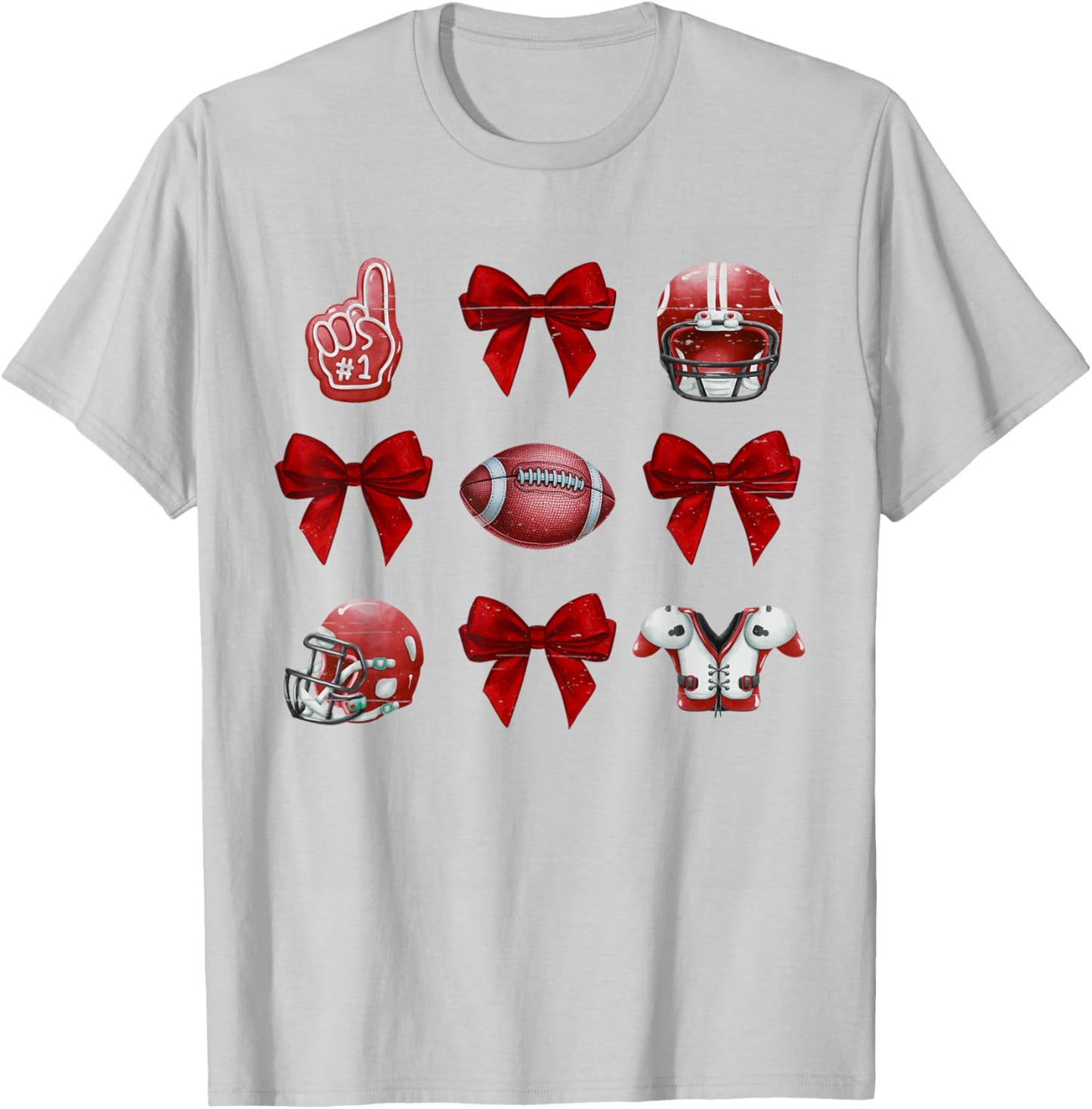 Vintage Coquette Bow Game Day American Football Player Coach T-Shirt - T-Shirt | Ash