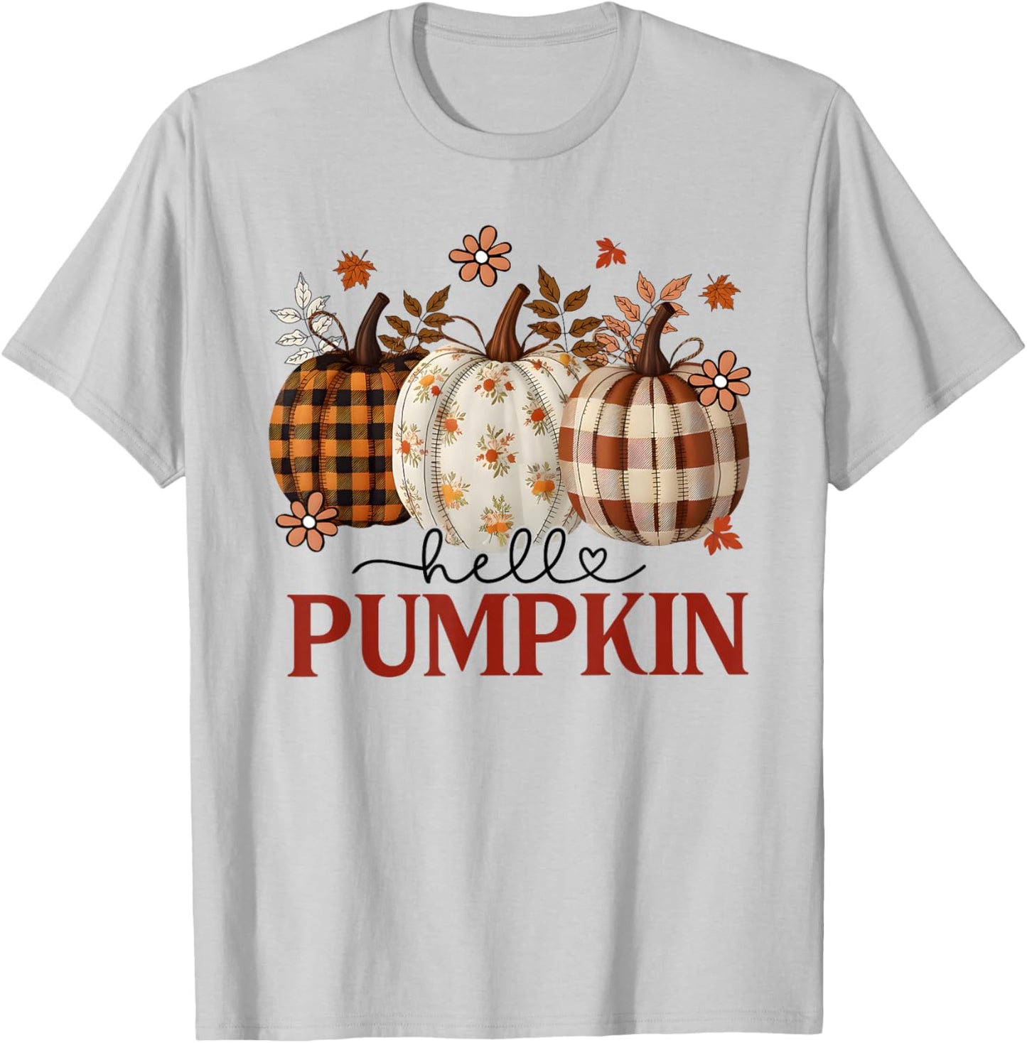 Hello Pumpkin Leopard Print for Fall Thanksgiving Kid T-Shirt - T-Shirt | Ash