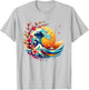 Japanese Great Wave Cherry Blossom Art Japanese Graphic T-Shirt - T-Shirt | Ash