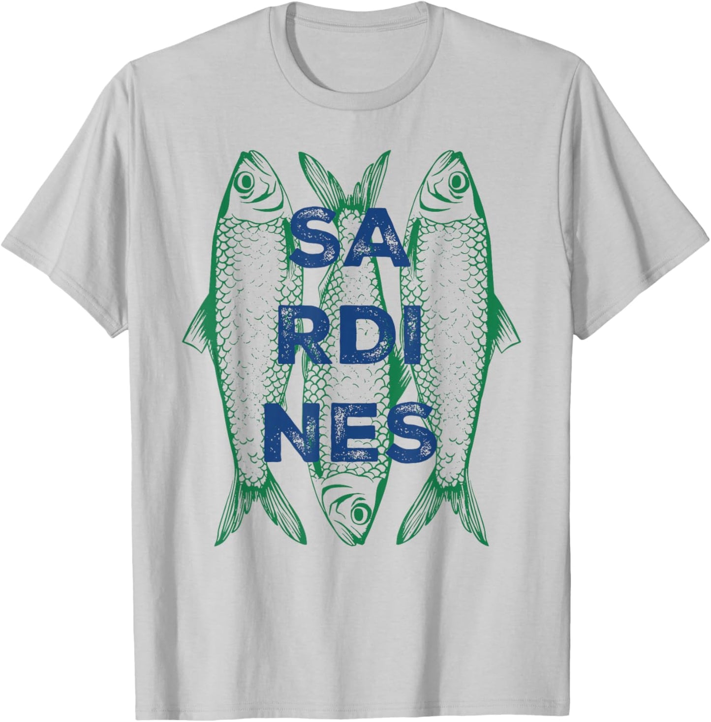 Sardines Retro Illustration Trio Minimalist Bold Typography T-Shirt - T-Shirt | Ash