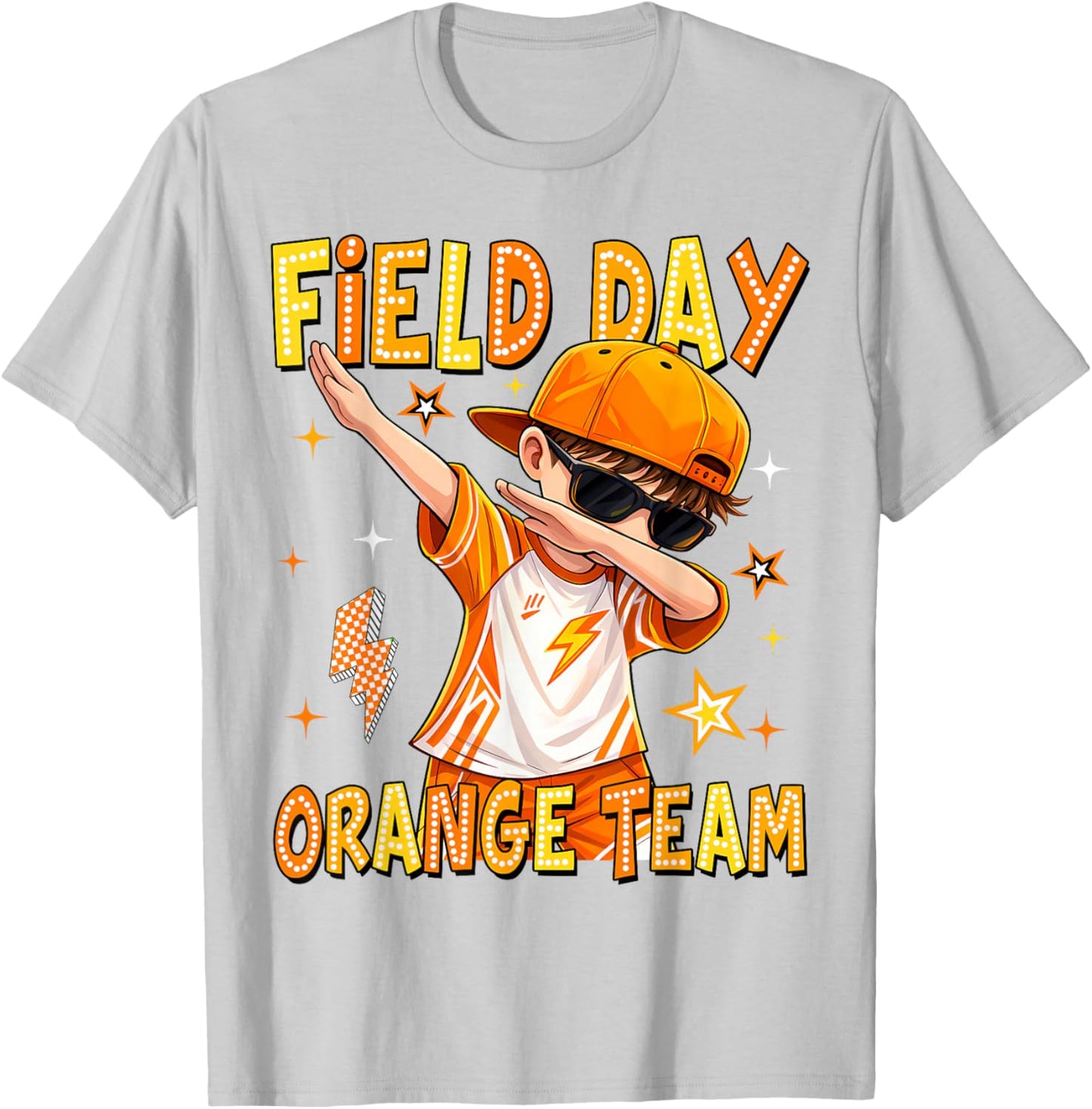 Field Day Orange Team Dabbing Boys Kids Games Field Trip Fun T-Shirt - T-Shirt | Ash