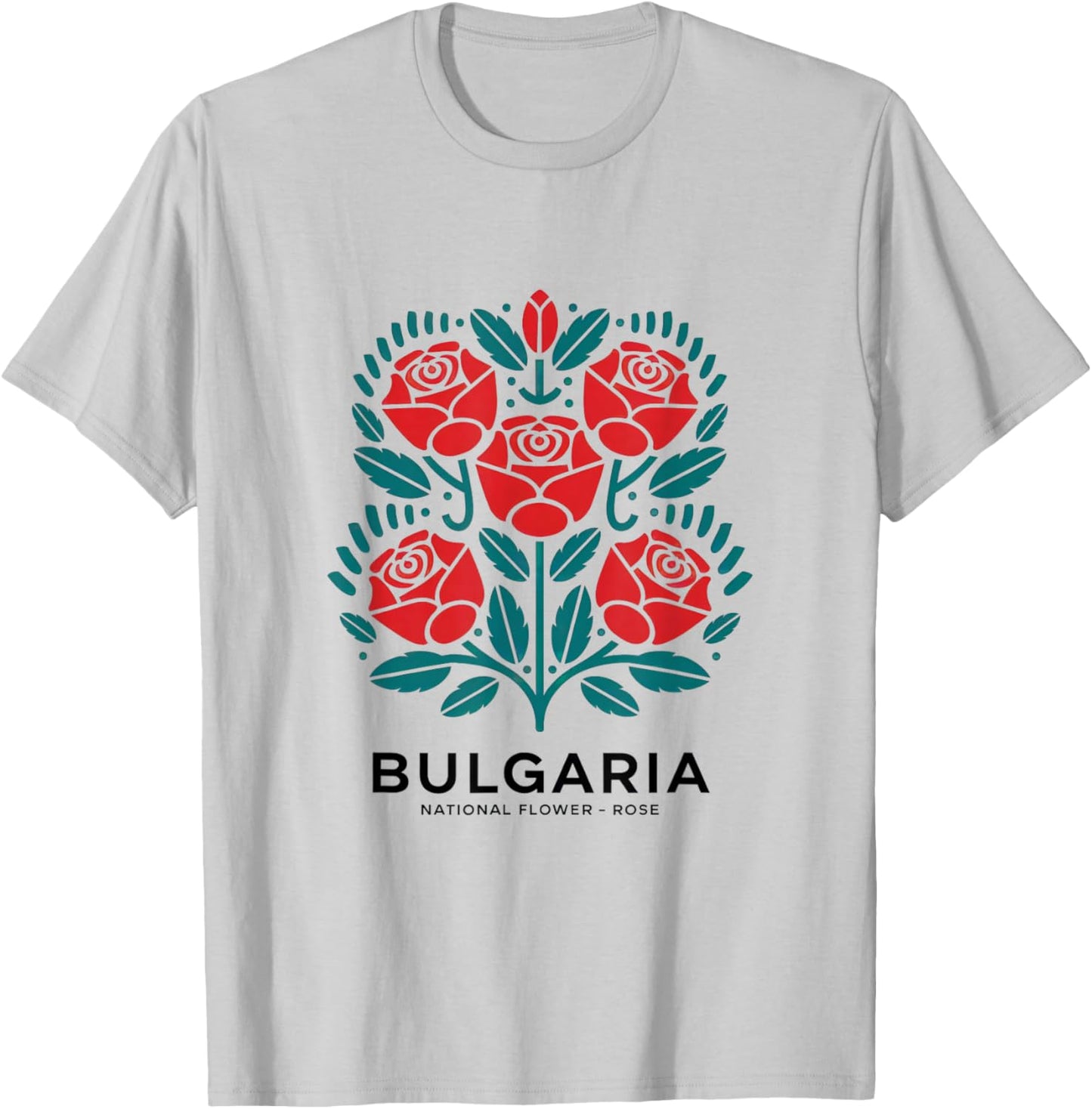 Bulgarian Pink Pattern National Flower Bulgaria Gifts T-Shirt - T-Shirt | Ash