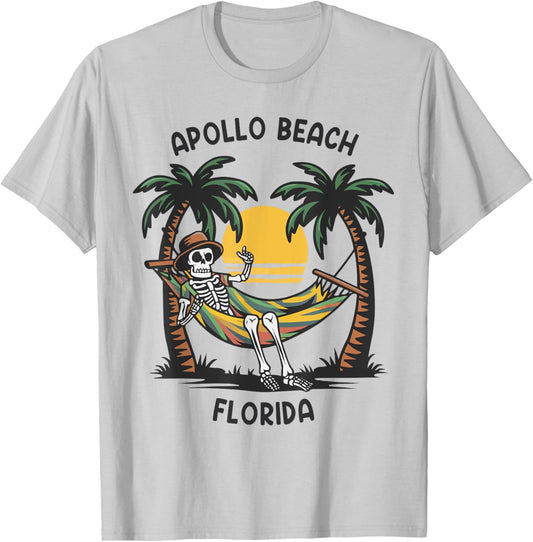 Vintage Apollo Beach Florida Palms FL Sunset Funny T-Shirt - T-Shirt | Ash