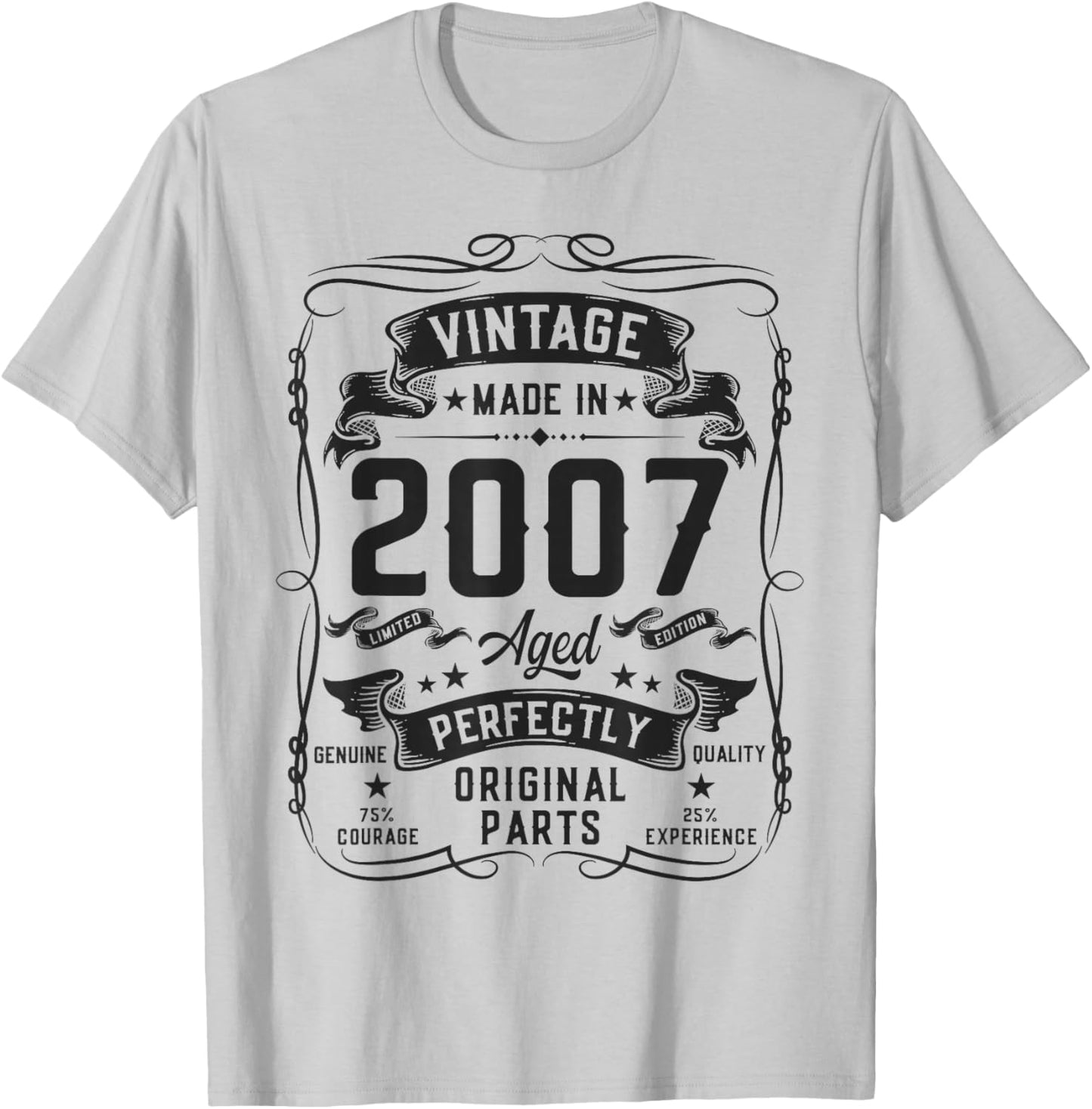 Vintage 2007 19yr 19th Birthday Gifts 19 Years Old T-Shirt - T-Shirt | Ash
