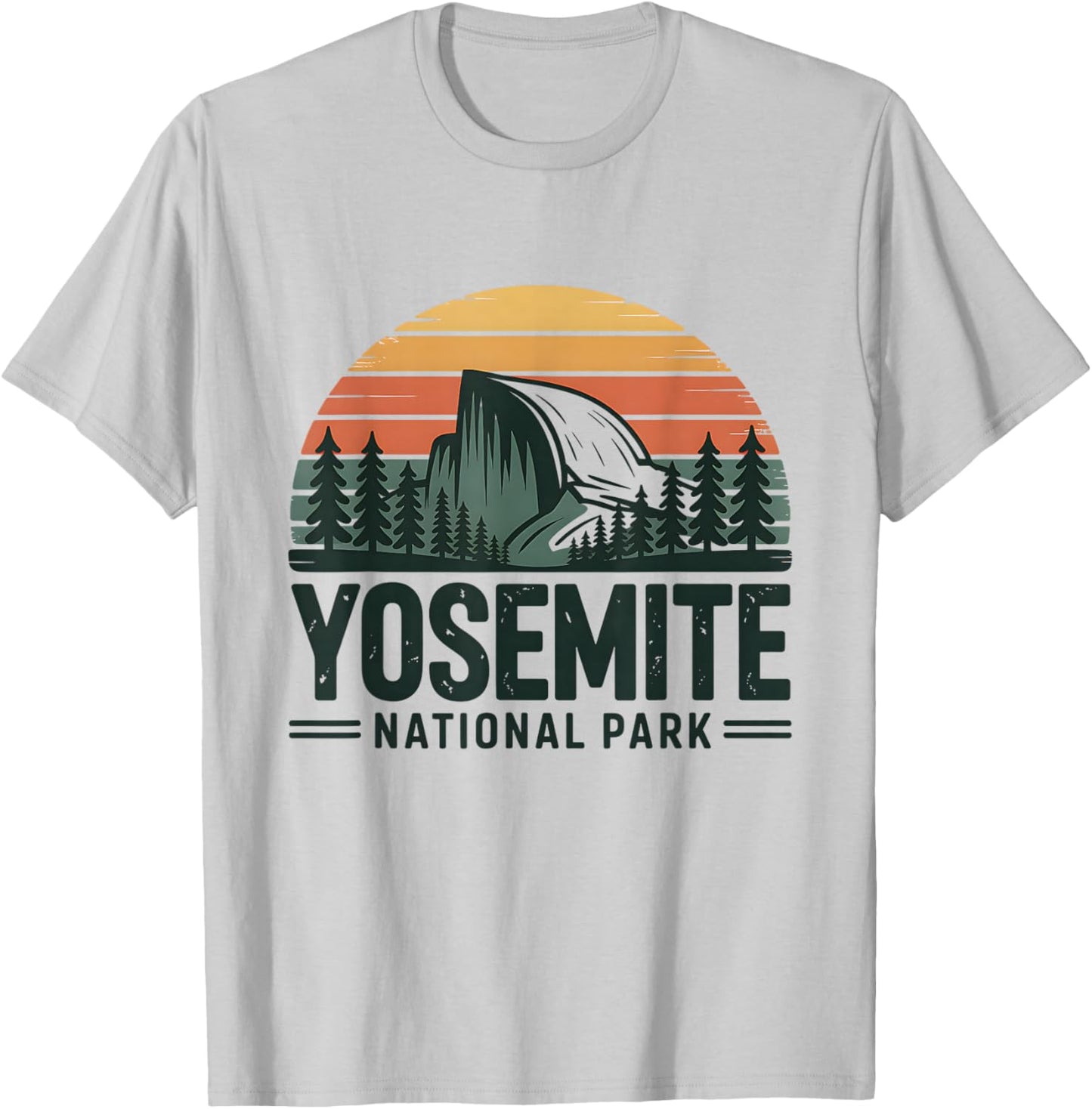 Yosemite National Park Half Dome Retro Sunset T-Shirt - T-Shirt | Ash