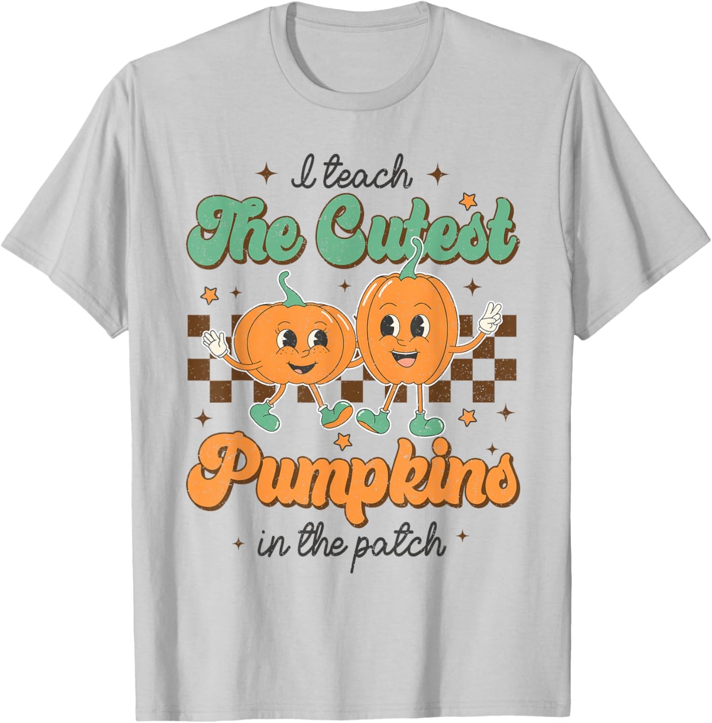 I Teach The Cutest Pumpkins In The Patch Retro Fall T-Shirt - T-Shirt | Ash