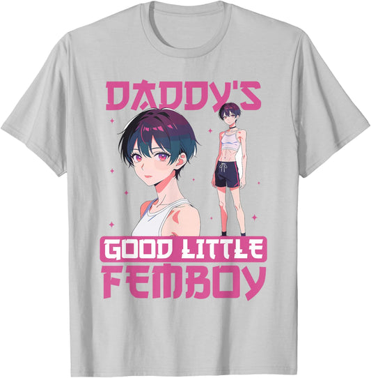 Daddy's Good Little Femboy Anime Boy Aesthetic T-Shirt - T-Shirt | Ash