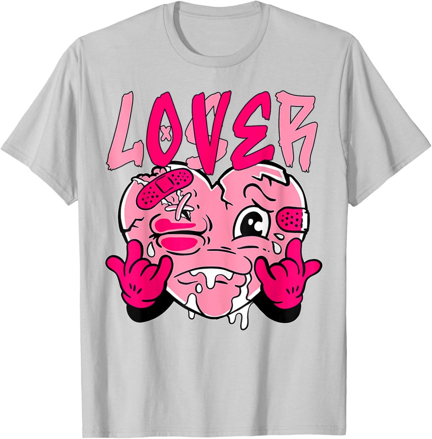 Pink Loser Lover Pink Drip Heart Matching Women T-Shirt - T-Shirt | Ash