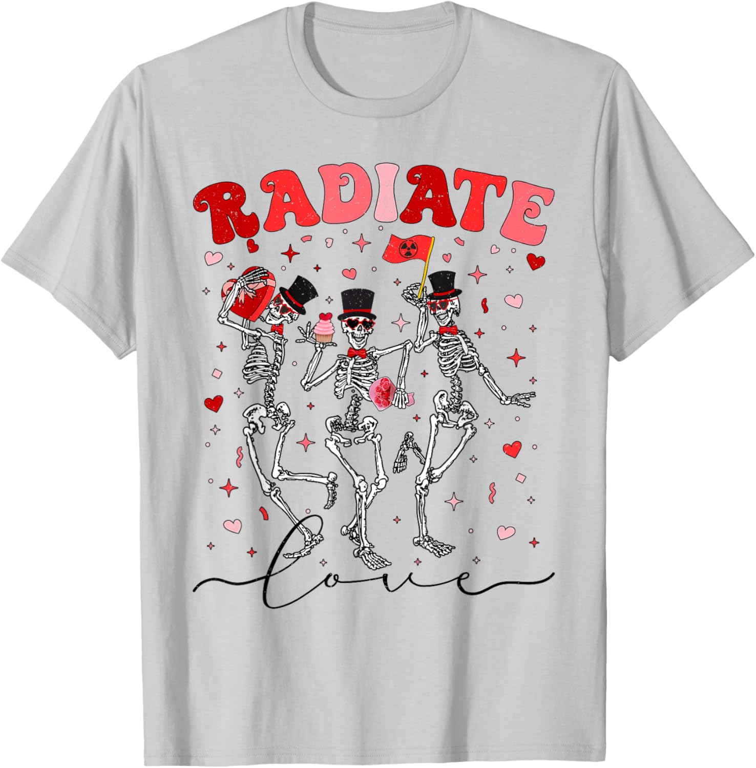 Radiate Love Radiation Therapist Valentines X-Ray Radiology T-Shirt - T-Shirt | Ash
