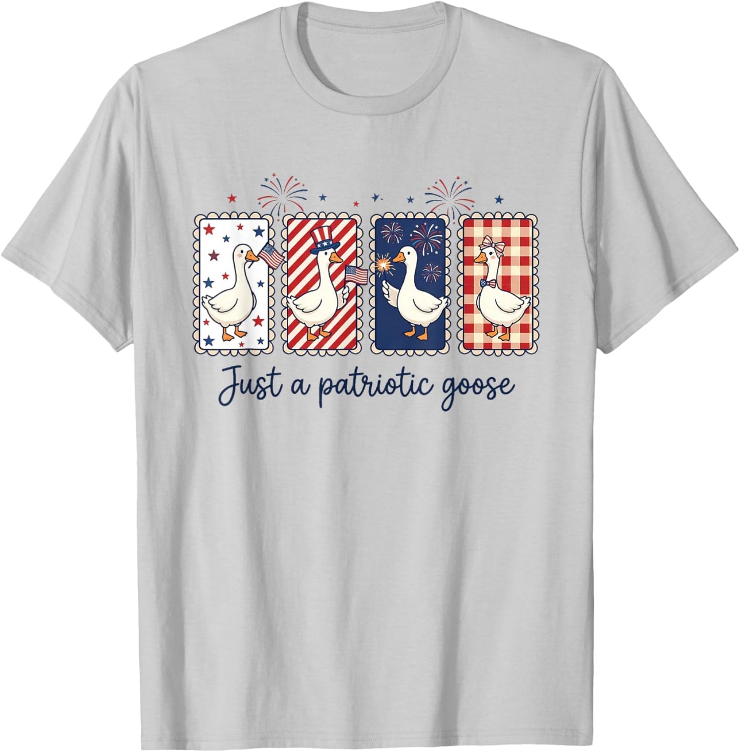 Just A Patriotic Goose Shirts Cute 4th of July Goose T-Shirt - T-Shirt | Ash