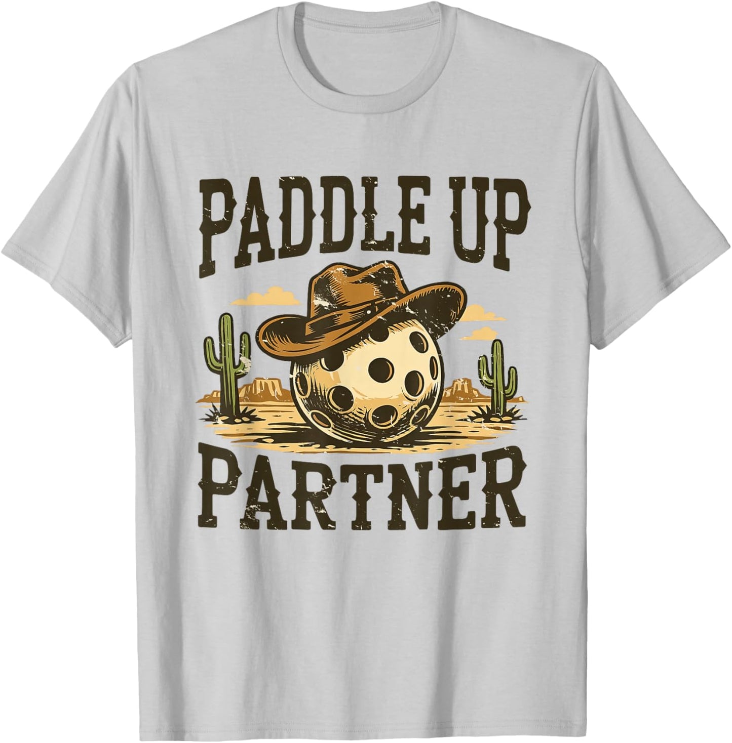 Paddle-Up Partner Howdy Pickle Ball Western Play Pickleball T-Shirt - T-Shirt | Ash
