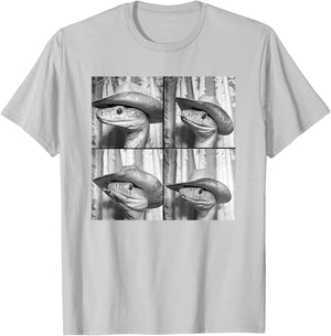 Snake In Cowboy Hat Funny Animal Photobooth Snake Face T-Shirt - T-Shirt | Ash