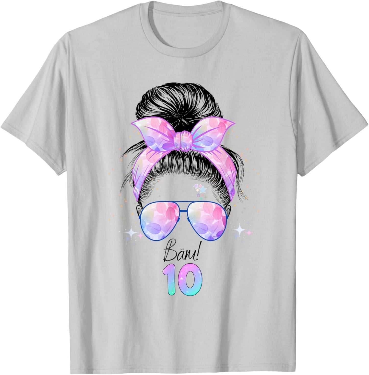 10th Birthday Girl Messy Bun Bäm! 10 Cute T-Shirt - T-Shirt | Ash