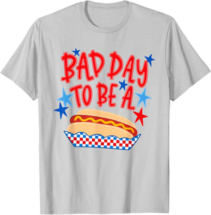 Bad Day to Be A Hot Dog Funny BBQ Grilling 4th of July T-Shirt - T-Shirt | Ash