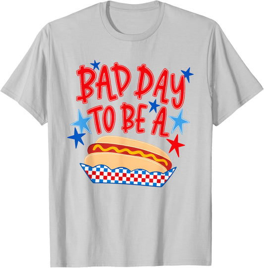 Bad Day to Be A Hot Dog Funny BBQ Grilling 4th of July T-Shirt - T-Shirt | Ash