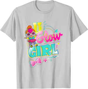 LOL Surprise U Glow Girl Neon Q. T. Retro Logo T-Shirt - T-Shirt | Ash