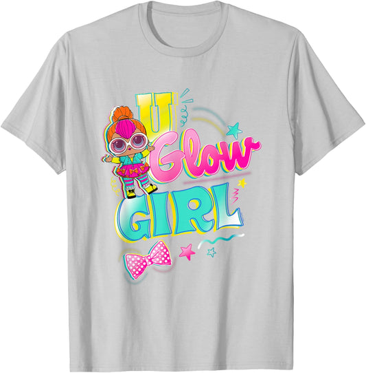 LOL Surprise U Glow Girl Neon Q. T. Retro Logo T-Shirt - T-Shirt | Ash