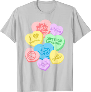 NBA San Antonio Spurs Valentine's Day Candy Hearts T-Shirt - T-Shirt | Ash