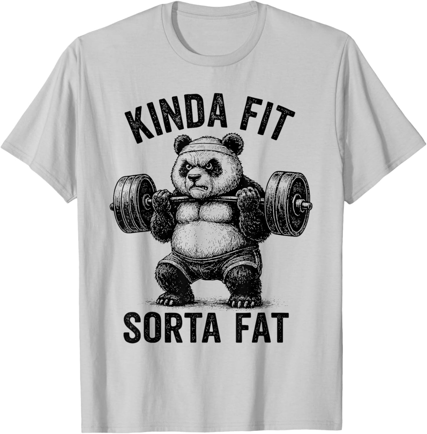 Funny Gym Panda Weightlifting Workout T-Shirt - T-Shirt | Ash