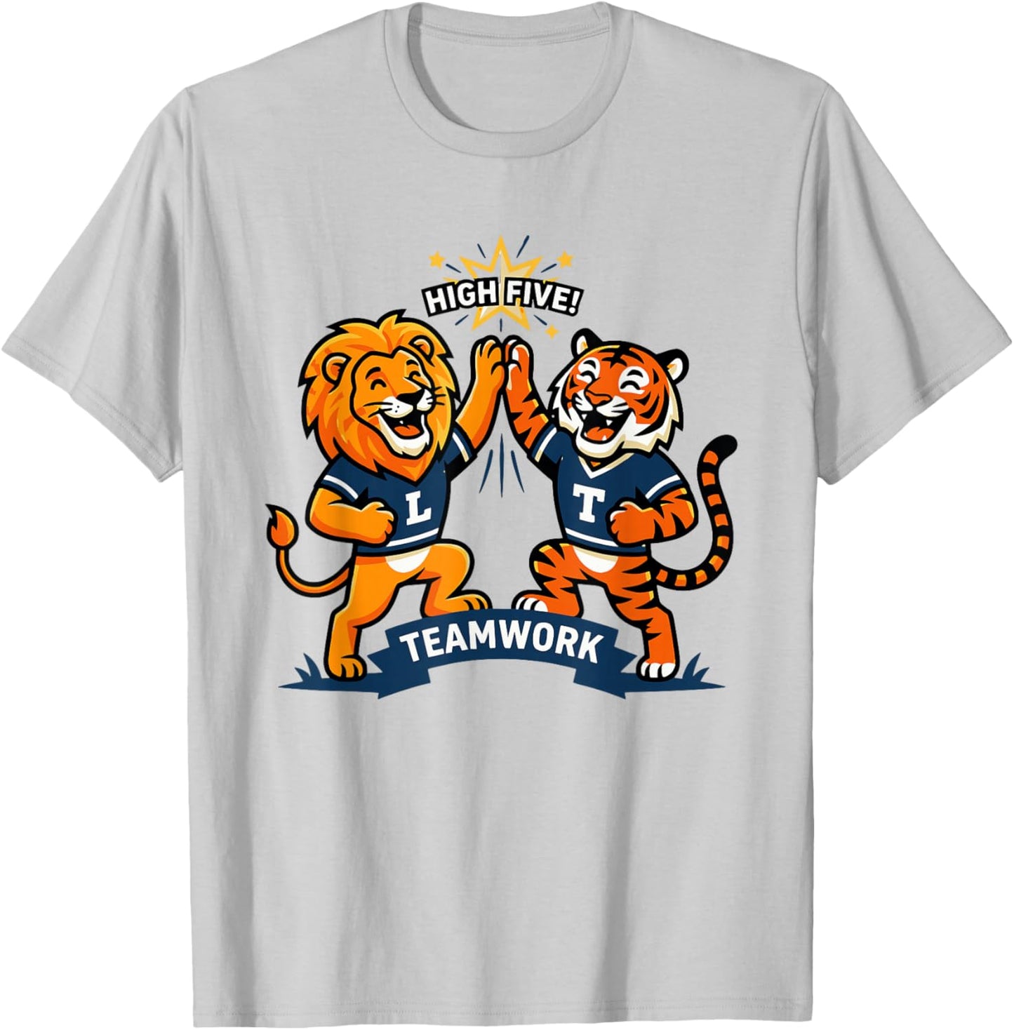 Niedliche Dschungeltiere Tiger Löwe Freundschaft Kinder Eltern T-Shirt - T-Shirt | Ash