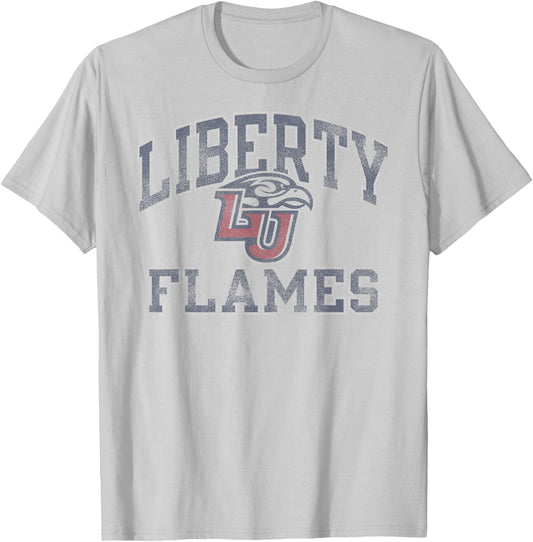 Liberty Flames Vintage Worn Gray Officially Licensed T-Shirt - T-Shirt | Ash