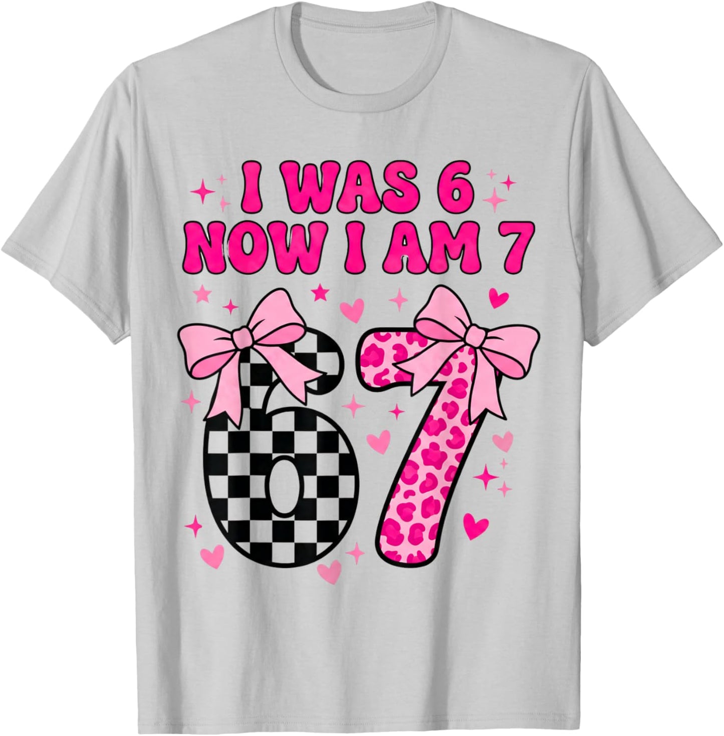 7th Birthday Girl I Was Six Now I'm Seven Years Old Bday T-Shirt - T-Shirt | Ash