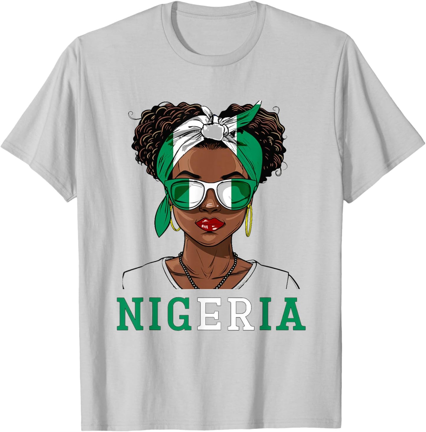 Nigeria Flag Outfit for Woman Decor Souvenirs Nigerian T-Shirt - T-Shirt | Ash