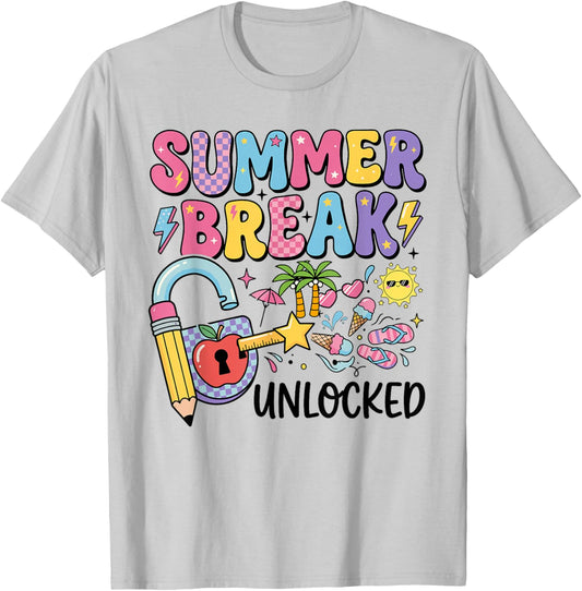 End of School Year Teacher Last Day Summer Break Unlocked T-Shirt - T-Shirt | Ash
