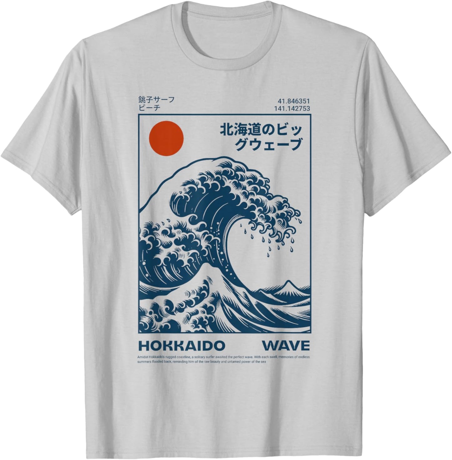 Hokkaido Aesthetic Vintage Japanese Big Wave Kanagawa T-Shirt - T-Shirt | Ash