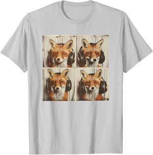 Fox Wearing Headphones Cool DJ Fox Animal Music T-Shirt - T-Shirt | Ash