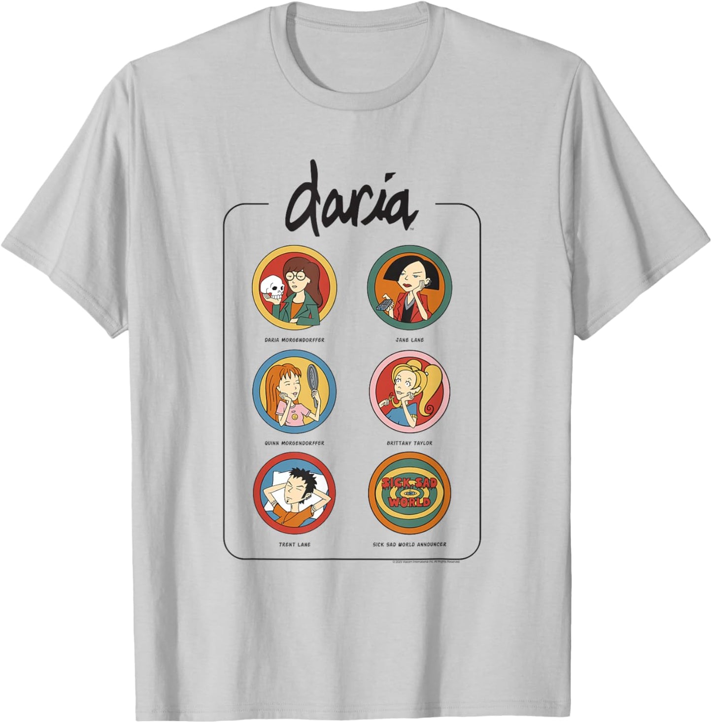 Daria Vintage Character Chart Retro Cartoon T-Shirt - T-Shirt | Ash