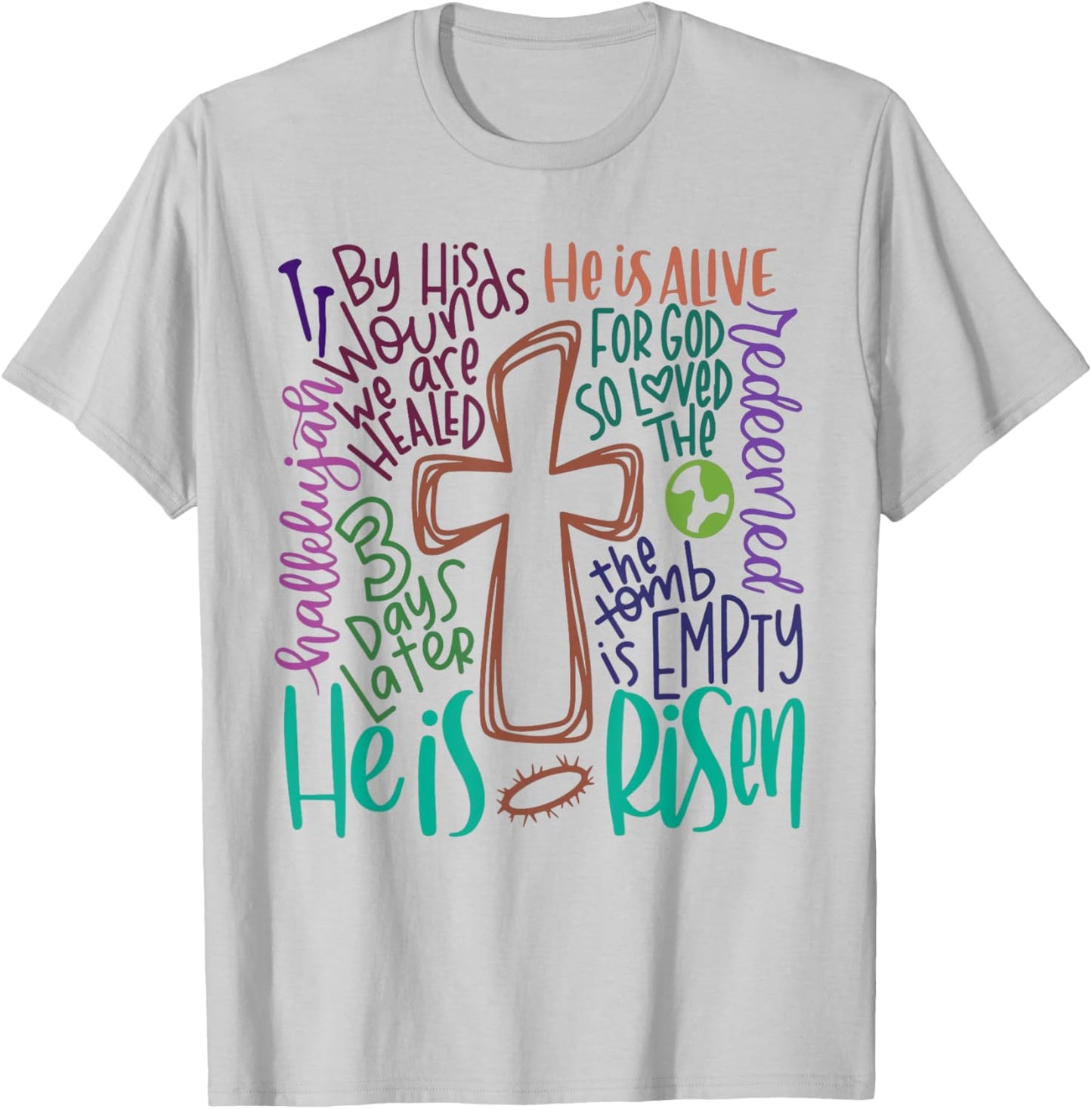 Easter Cross He Is Risen Jesus Christian Men Women Kid Youth T-Shirt - T-Shirt | Ash