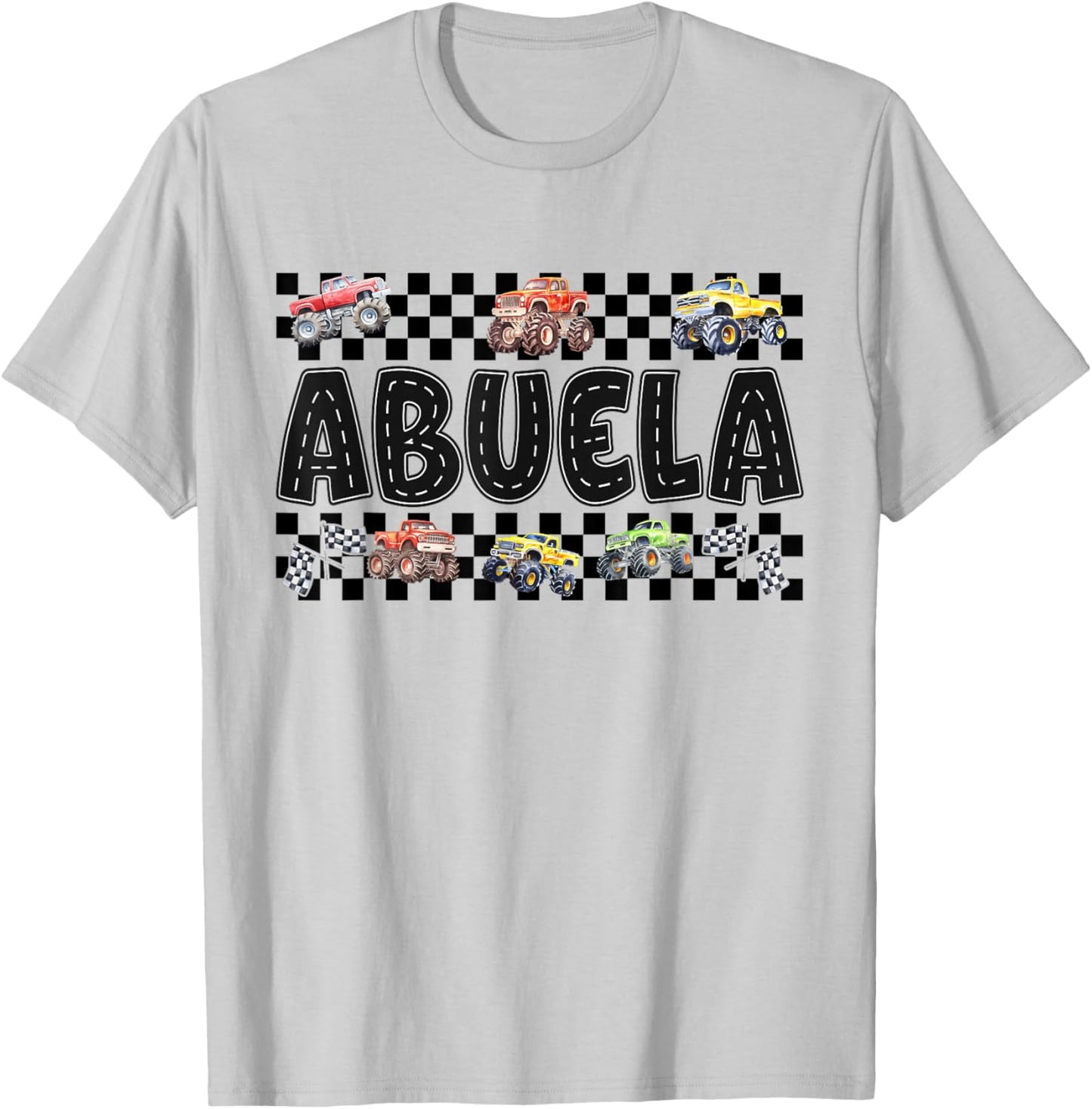 Abuela Retro Monster Truck Family Crew Birthday Matching T-Shirt - T-Shirt | Ash