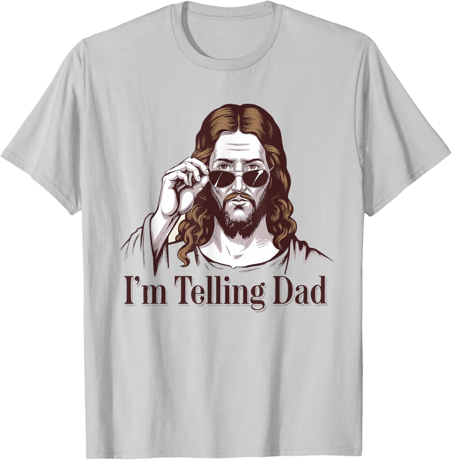 Funny I'm Telling Dad Retro Religious Christian Jesus T-Shirt - T-Shirt | Ash