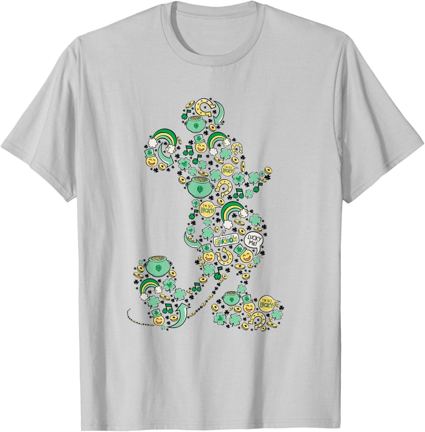 NEW Disney Mickey St. Patrick's Day Lucky Icons Silhouette T-Shirt - T-Shirt | Ash