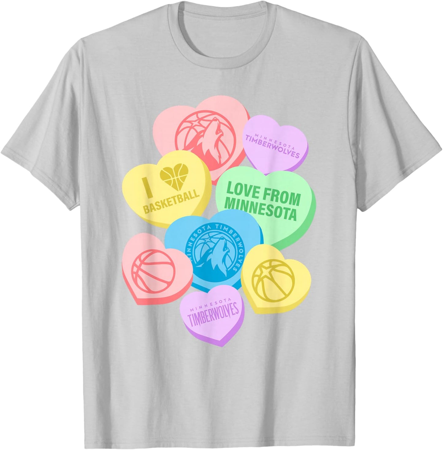 NBA Minnesota Timberwolves Valentine's Day Candy Hearts T-Shirt - T-Shirt | Ash