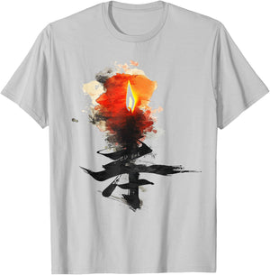 Anime Manga Abstract Motif Drawing Illustration Flame Anime T-Shirt - T-Shirt | Ash