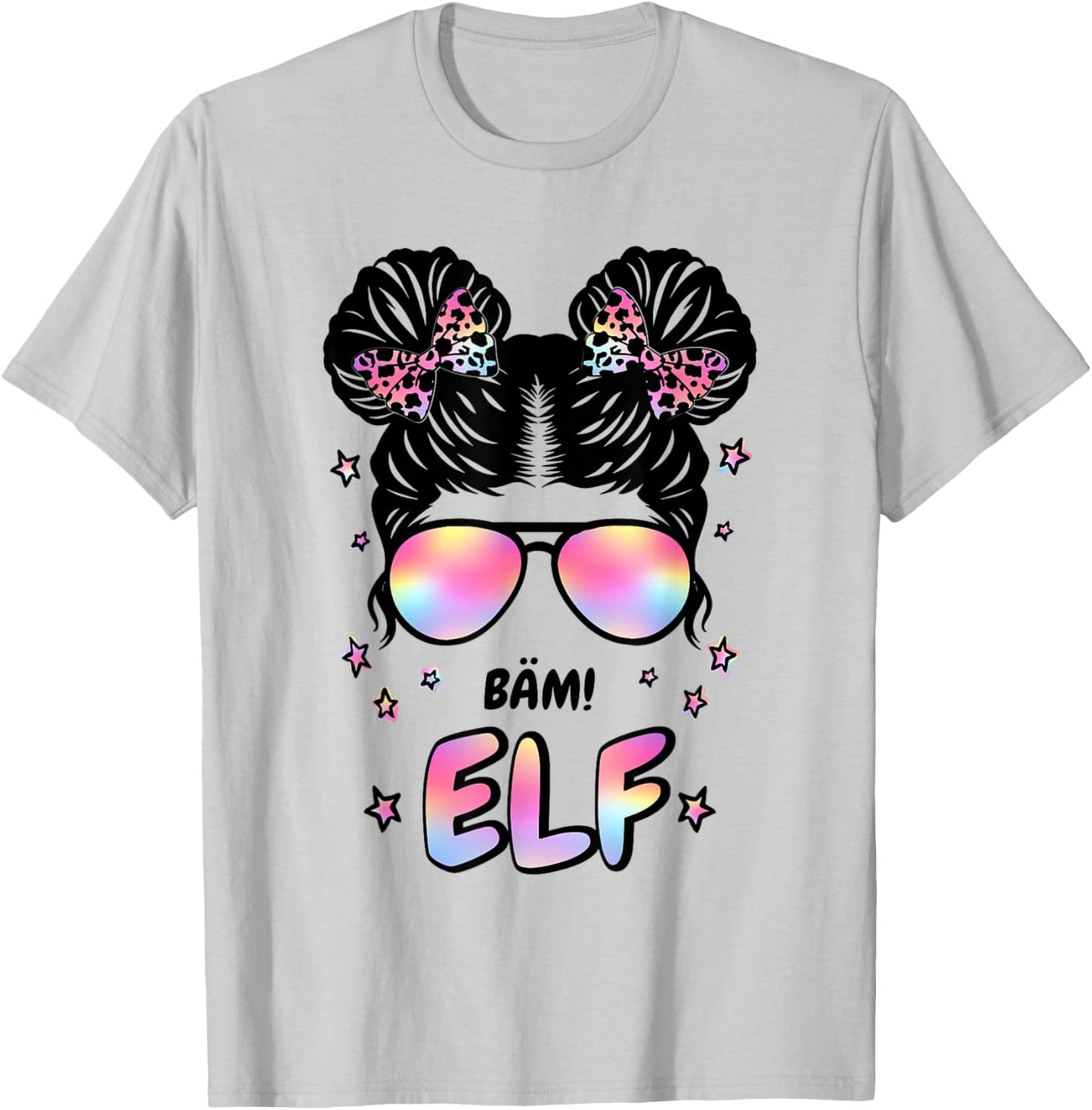11th Birthday Girl Messy Bun Bäm! Elf T-Shirt - T-Shirt | Ash