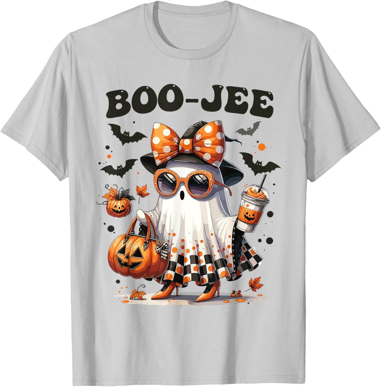 Boujee Boo-JEE Ghost Pumpkin Halloween Ghost Spooky Season T-Shirt - T-Shirt | Ash