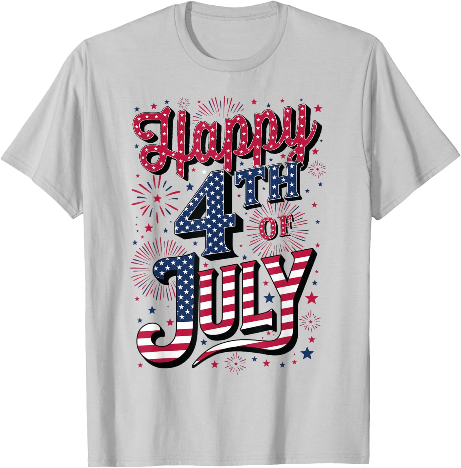Happy 4th of July T-Shirt - T-Shirt | Ash