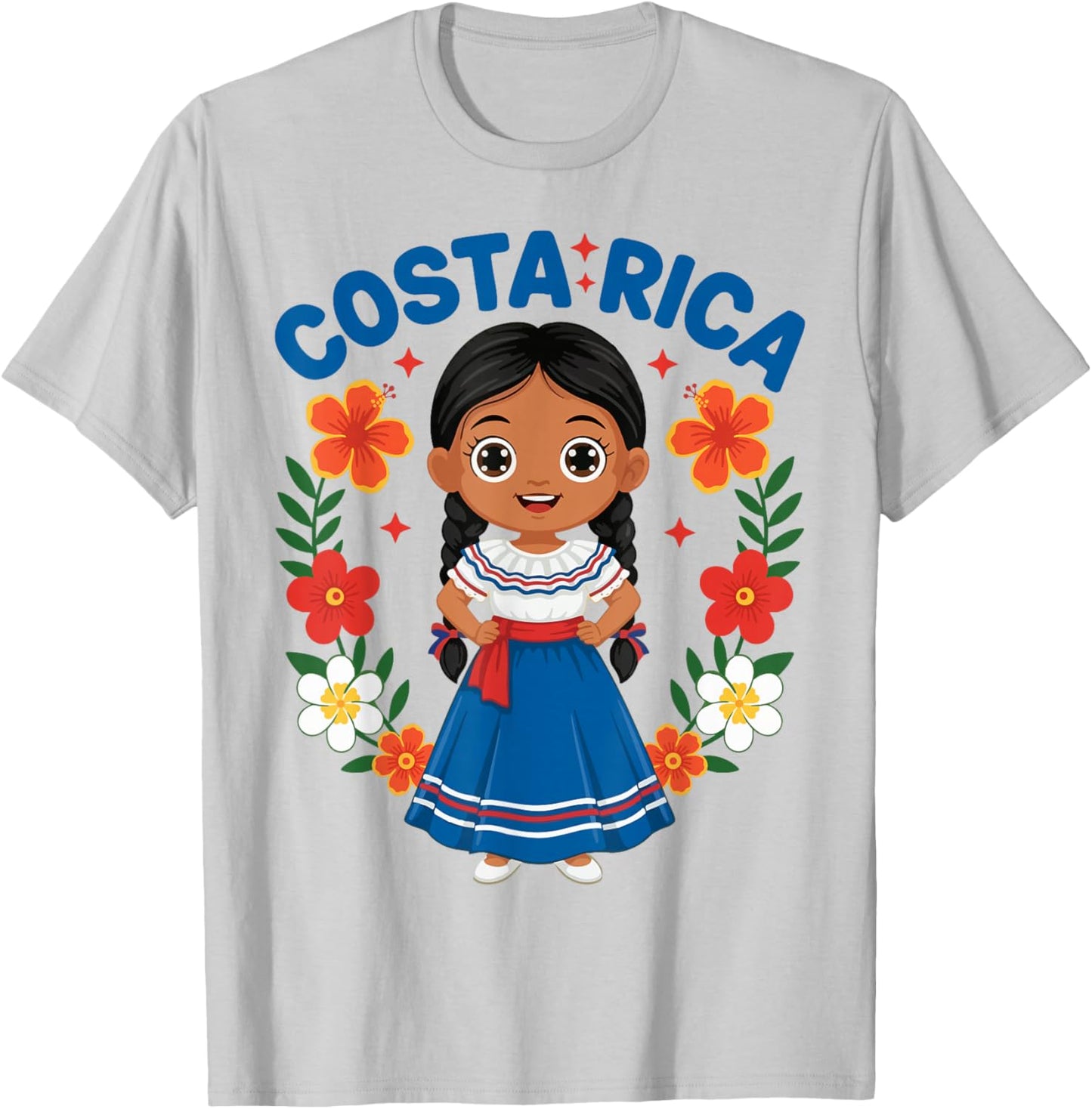 Costa Rica Costa Rican Girl Traditional Dress Heritage T-Shirt - T-Shirt | Ash