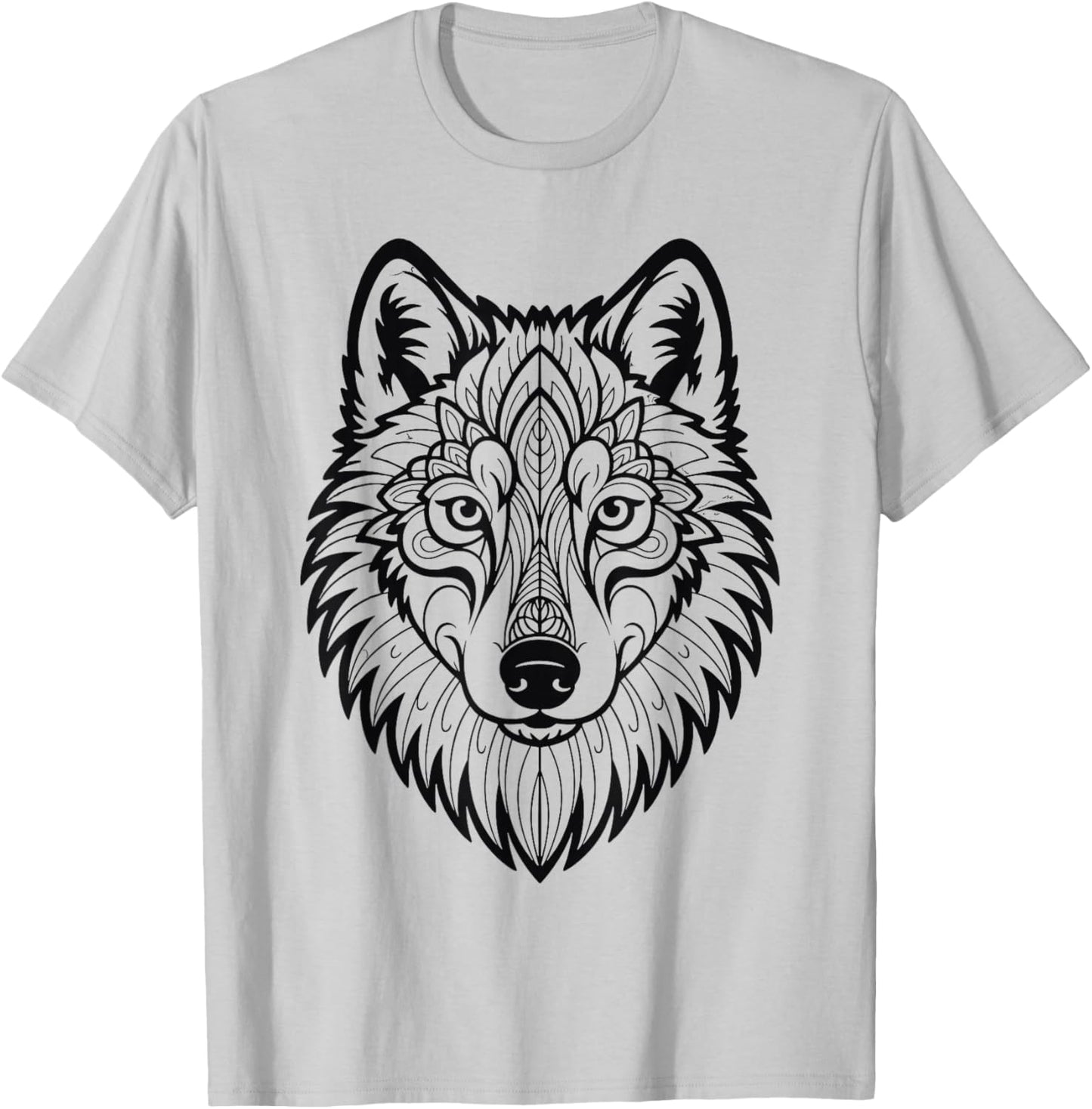 Wolf Mandala ausmalen selbst bemalen anmalen T-Shirt - T-Shirt | Ash