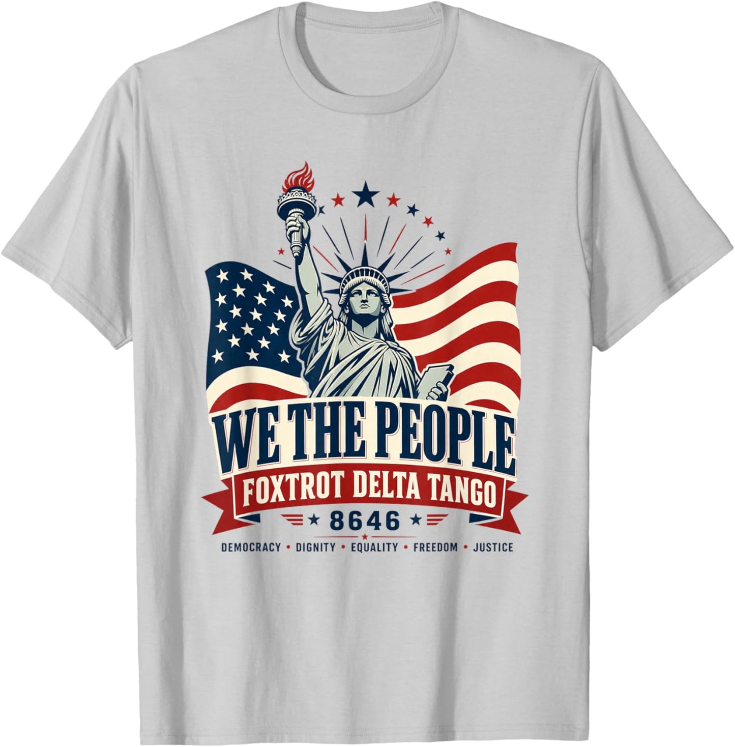 Foxtrot Delta Tango 8646 USA Liberal America Political T-Shirt - T-Shirt | Ash