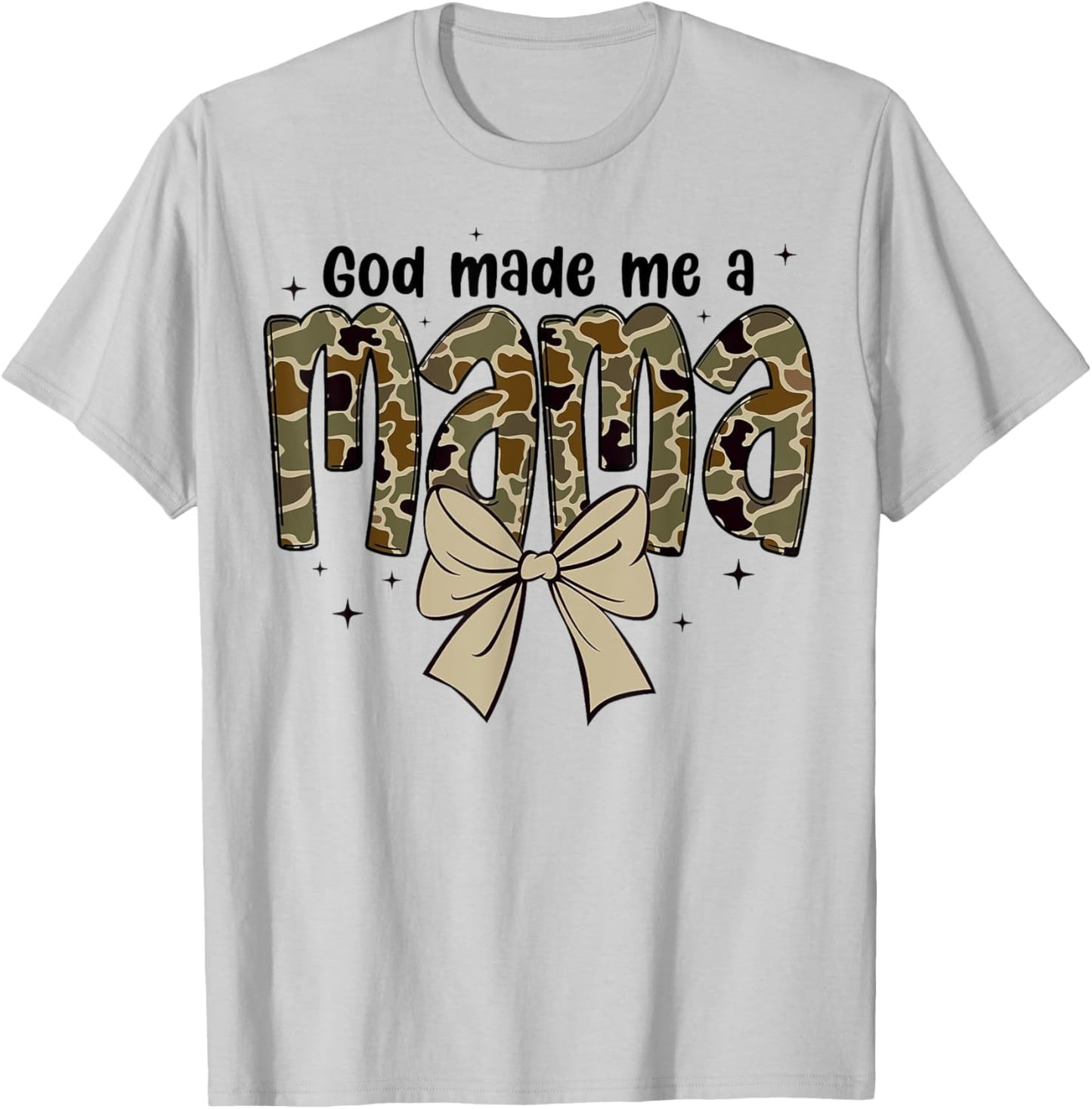 God made me a mama Mother Coquette Duck Camo Bow Retro T-Shirt - T-Shirt | Ash