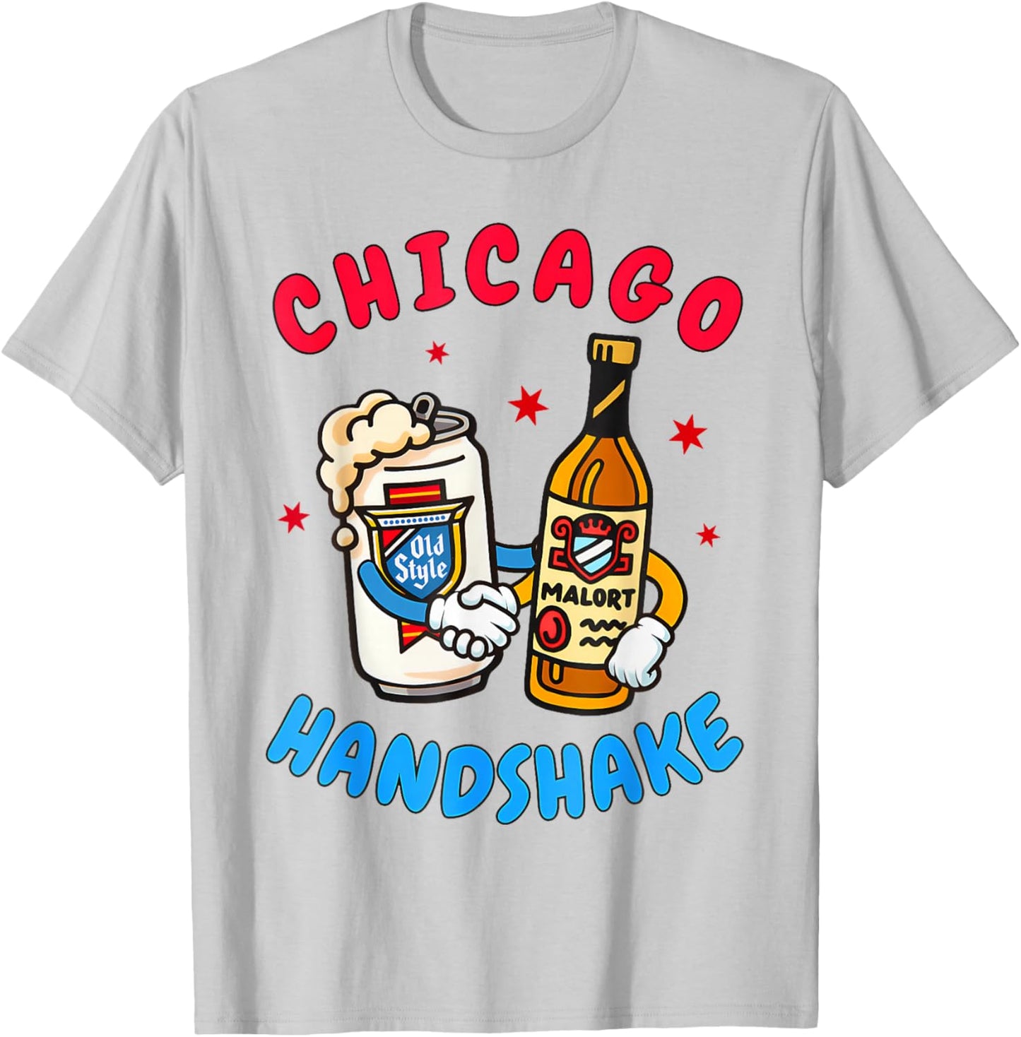 Chicago Illinois Chicago Handshake Chicago Beer Lover Malort T-Shirt - T-Shirt | Ash