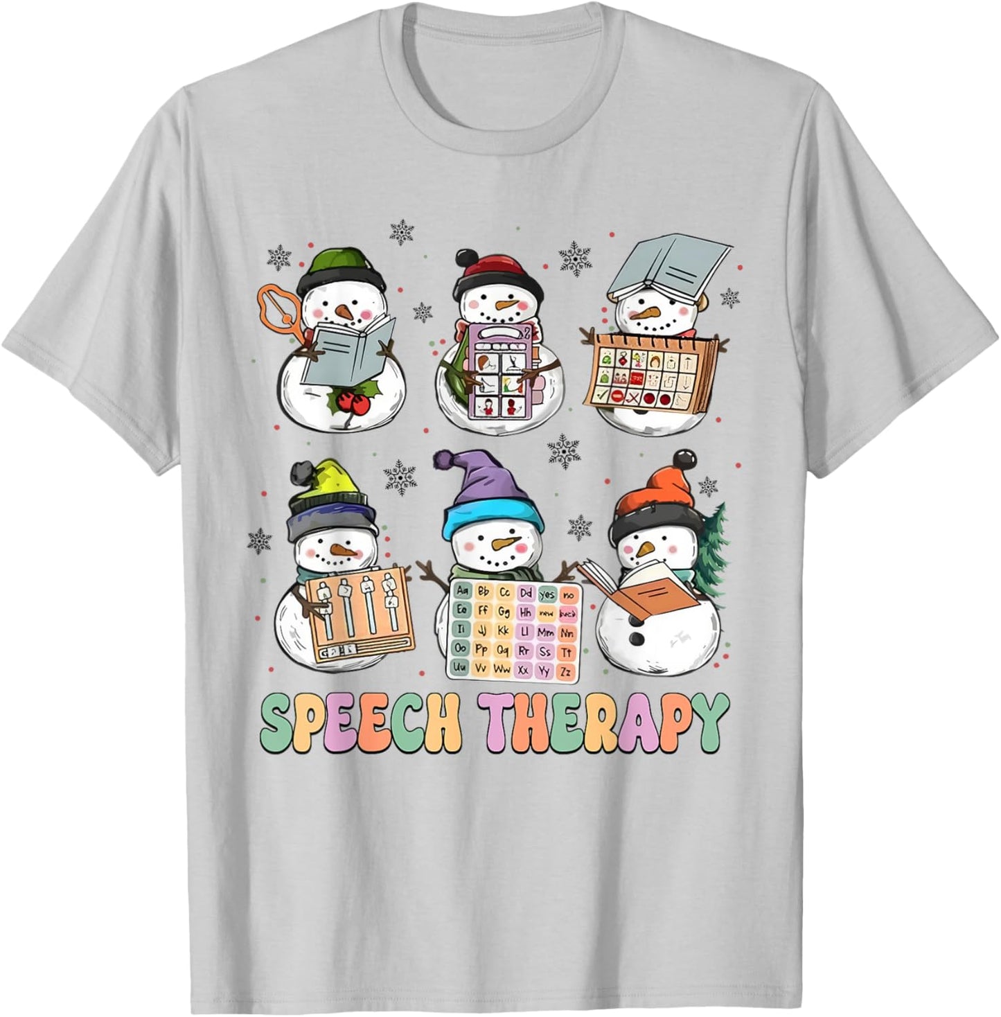 Cute Speech Therapy Christmas Snowman SLP Speech Pathologist T-Shirt - T-Shirt | Ash