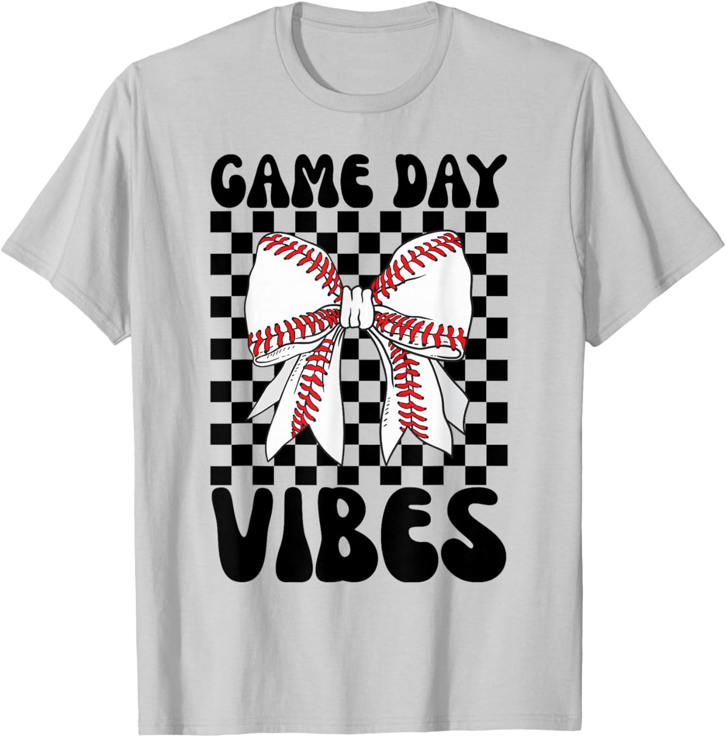 Game Day Vibes Coquette Bow Baseball Mama T-Shirt - T-Shirt | Ash
